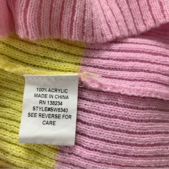 Rough Los Angeles Color Block Stripe Baby Cardigan Sweater Juniors S Ribbed - Picture 12 of 13